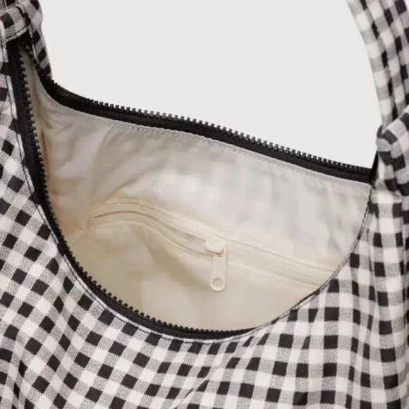 NWT Baggu Regular Shoulder Bag - Black & White Gingham - Picture 6 of 8